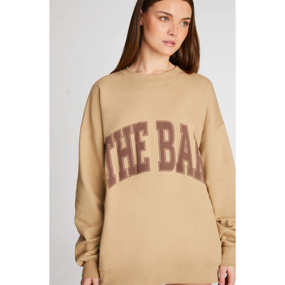 NWT The BAR Varsity Crewneck Chocolate Chip Grey Brown Size L - Picture 4 of 6